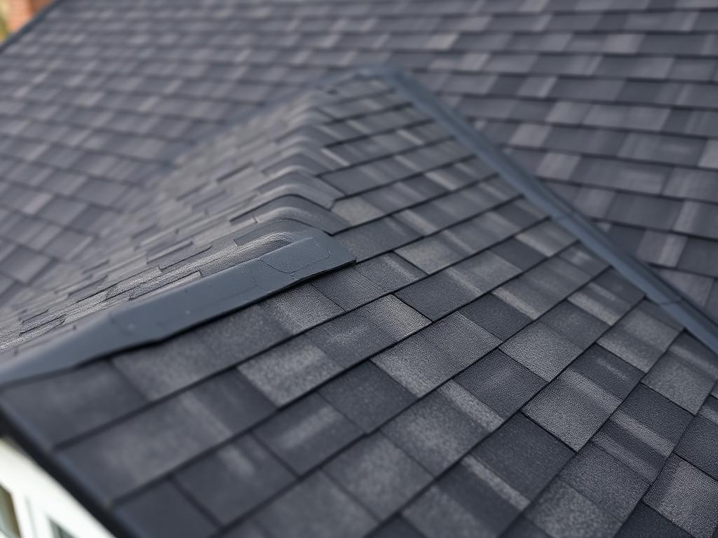 Close-up of freshly installed architectural shingles