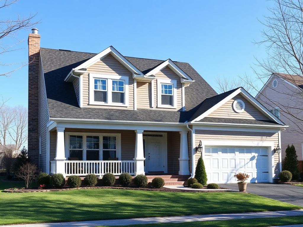 Two-story craftsman home with new dark roof